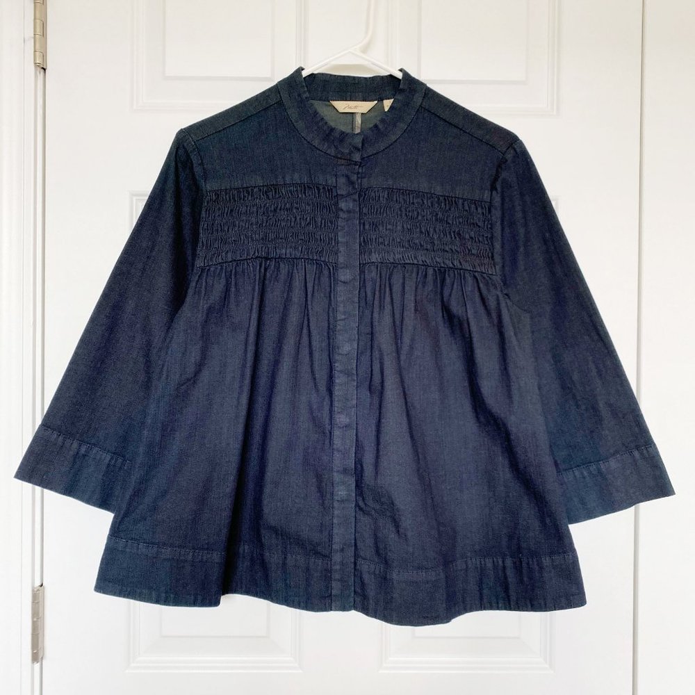 Denim Blouse Three-Quarter Sleeve Size S Niotto